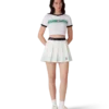 Çizgili Pileli Mini Etek