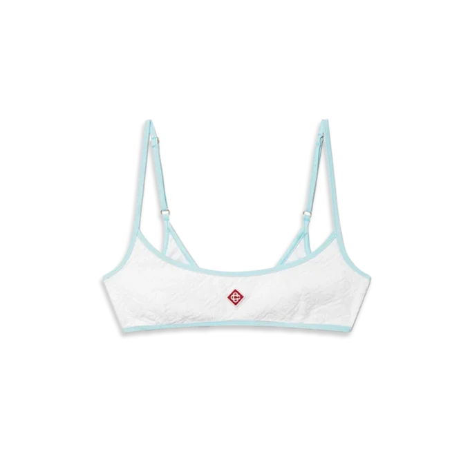 Jakarlı Monogram Bikini Üstü