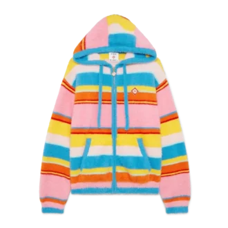 Kabarık Çizgili Oversize Kapüşonlu Sweatshirt
