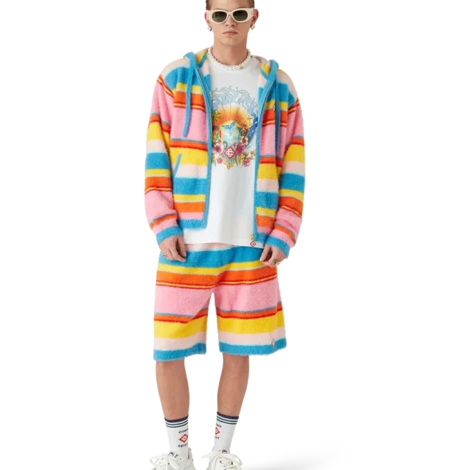Kabarık Çizgili Oversize Kapüşonlu Sweatshirt Kabarık Çizgili Oversize Kapüşonlu Sweatshirt