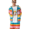 Kabarık Çizgili Oversize Kapüşonlu Sweatshirt Kabarık Çizgili Oversize Kapüşonlu Sweatshirt
