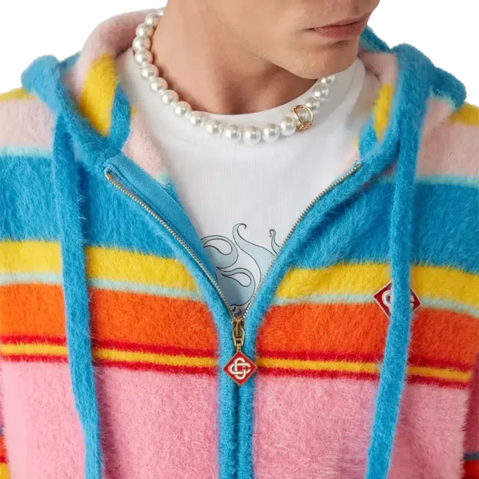 Kabarık Çizgili Oversize Kapüşonlu Sweatshirt Kabarık Çizgili Oversize Kapüşonlu Sweatshirt