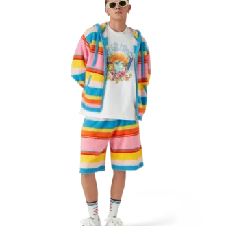 Kabarık Çizgili Oversized Şortlar