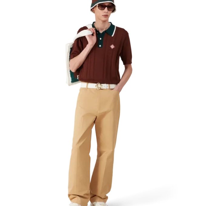 Kablo Örgü Oversized Polo Yaka Tişört Kablo Örgü Oversized Polo Yaka Tişört