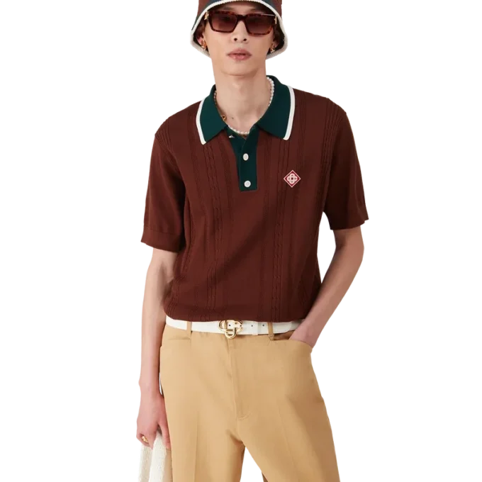 Kablo Örgü Oversized Polo Yaka Tişört Kablo Örgü Oversized Polo Yaka Tişört