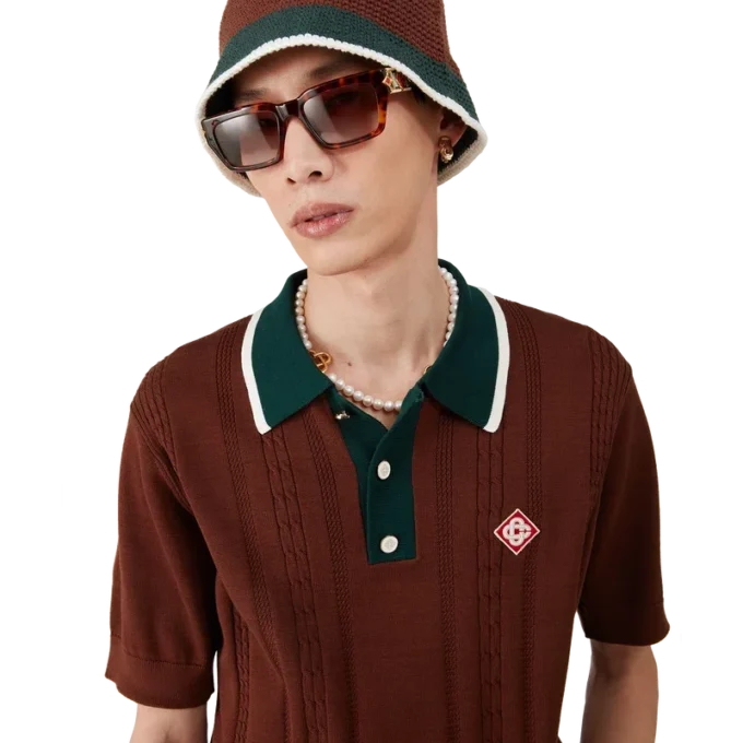 Kablo Örgü Oversized Polo Yaka Tişört Kablo Örgü Oversized Polo Yaka Tişört