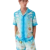 Kawaii Motifli Kısa Kollu İpek Twill Şort Gömlek Kawaii Motifli Kısa Kollu İpek Twill Şort Gömlek