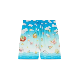 Kawaii Motifli İpek Twill Şortlar