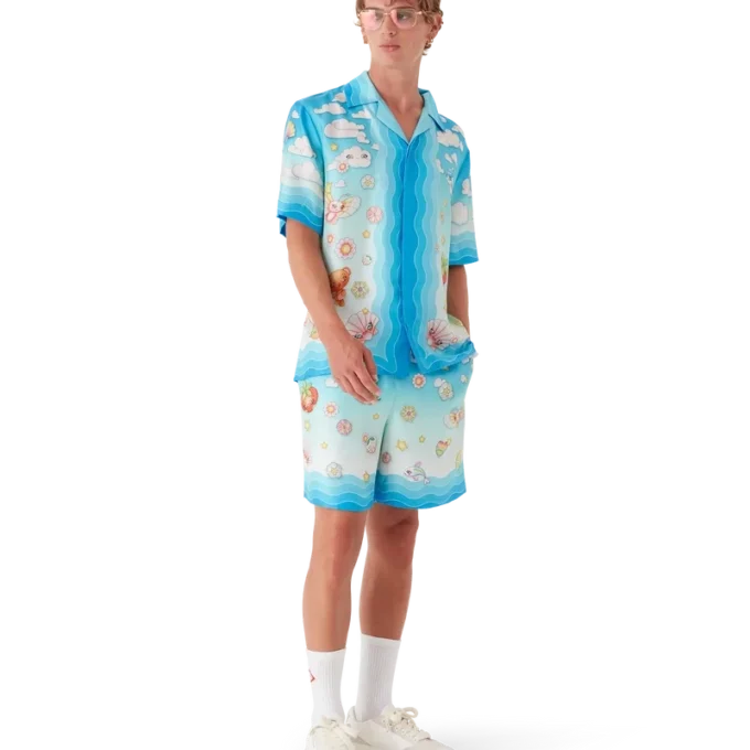 Kawaii Motifli İpek Twill Şortlar Kawaii Motifli İpek Twill Şortlar