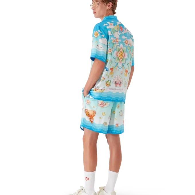 Kawaii Motifli İpek Twill Şortlar Kawaii Motifli İpek Twill Şortlar