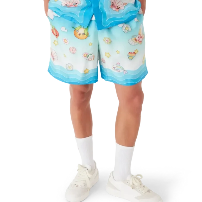 Kawaii Motifli İpek Twill Şortlar Kawaii Motifli İpek Twill Şortlar