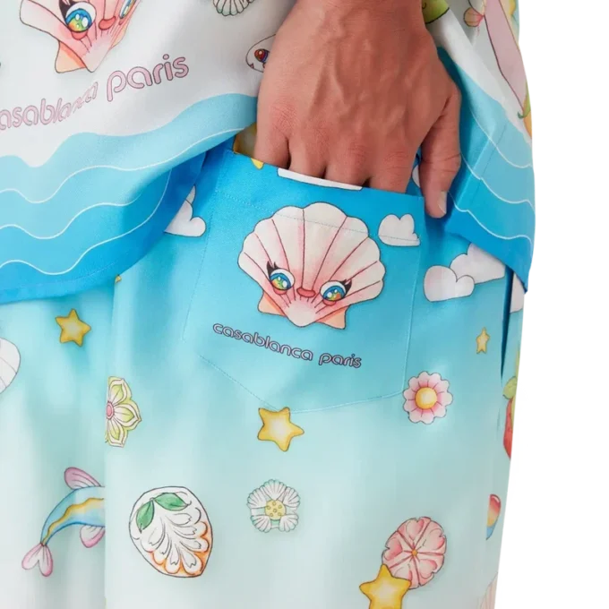 Kawaii Motifli İpek Twill Şortlar Kawaii Motifli İpek Twill Şortlar