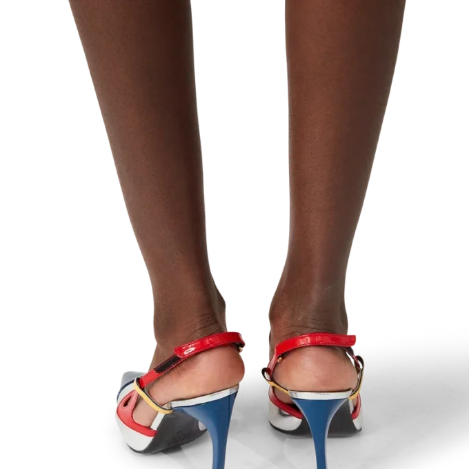 Krom Kemerli Slingback Topuklu Ayakkabı