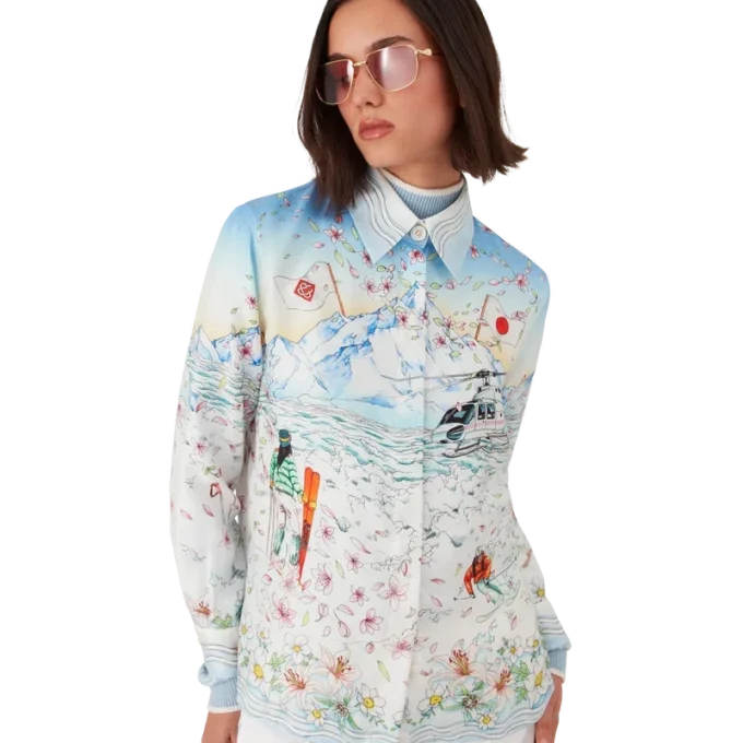 L’hiver Fleuri Uzun Kollu İpek Twill Gömlek L’hiver Fleuri Uzun Kollu İpek Twill Gömlek