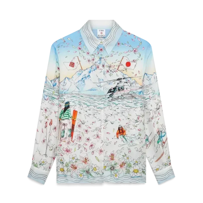 L’hiver Fleuri Uzun Kollu İpek Twill Gömlek L’hiver Fleuri Uzun Kollu İpek Twill Gömlek