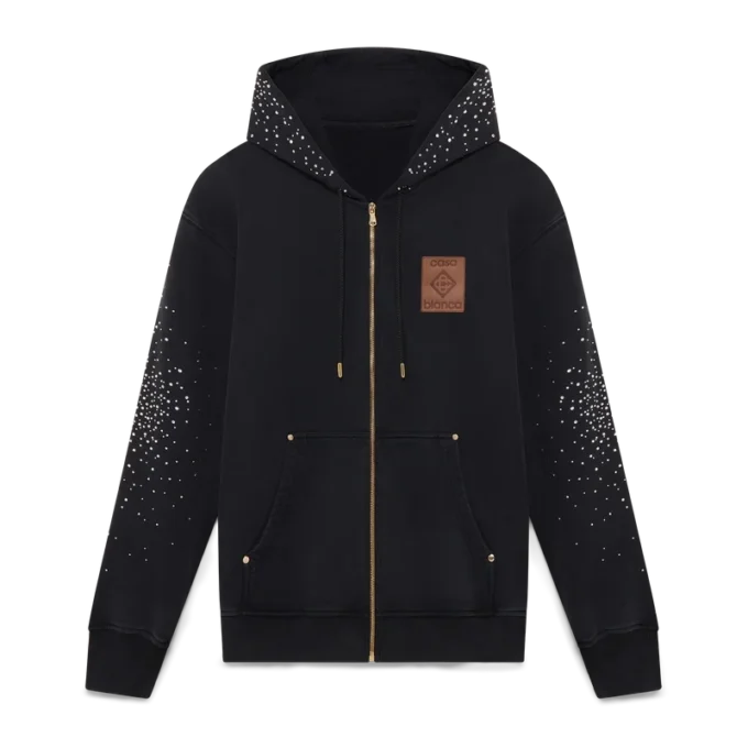 La Pramonition Kristal Süslemeli Fermuarlı Kapüşonlu Sweatshirt La Pramonition Kristal Süslemeli Fermuarlı Kapüşonlu Sweatshirt