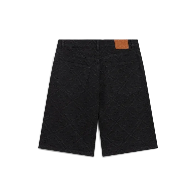Lazer Monogram Denim Şortlar Lazer Monogram Denim Şortlar