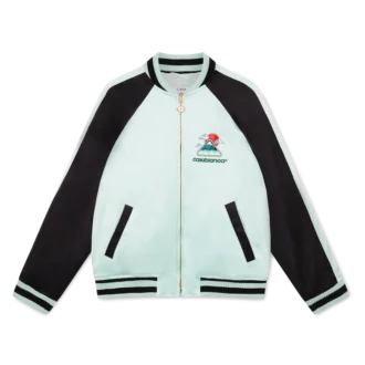 İşlemeli Saten Bomber Ceket