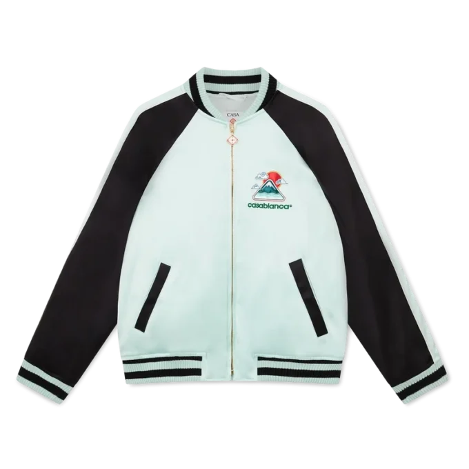 İşlemeli Saten Bomber Ceket