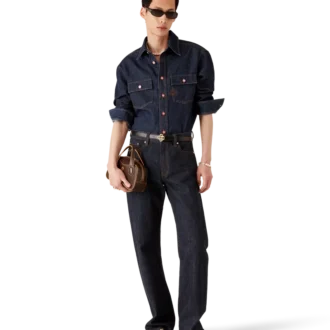Logo Nakışlı Denim Şortlar Üzerinde Gömlek