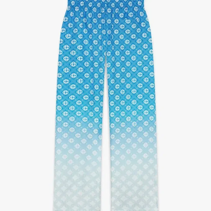 Mavi Gradyan Diamond Monogram İpek Pantolonlar Mavi Gradyan Diamond Monogram İpek Pantolonlar