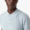 Mavi Pointelle Monogram Kısa Kollu Polo Yaka Tişört Mavi Pointelle Monogram Kısa Kollu Polo Yaka Tişört