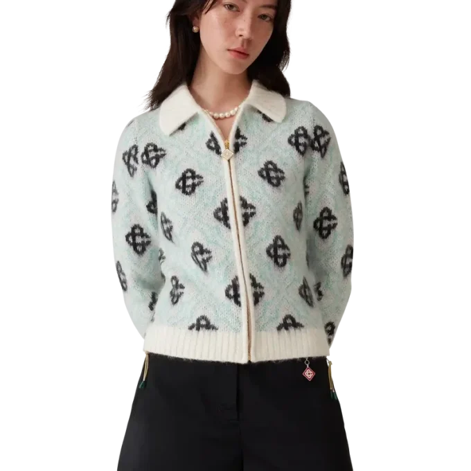 Mohair Monogram Fermuarlı Kazak Mohair Monogram Fermuarlı Kazak