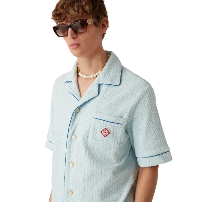 Monogram Havlu Kumaş Kısa Kollu Şort Gömlek Monogram Havlu Kumaş Kısa Kollu Şort Gömlek