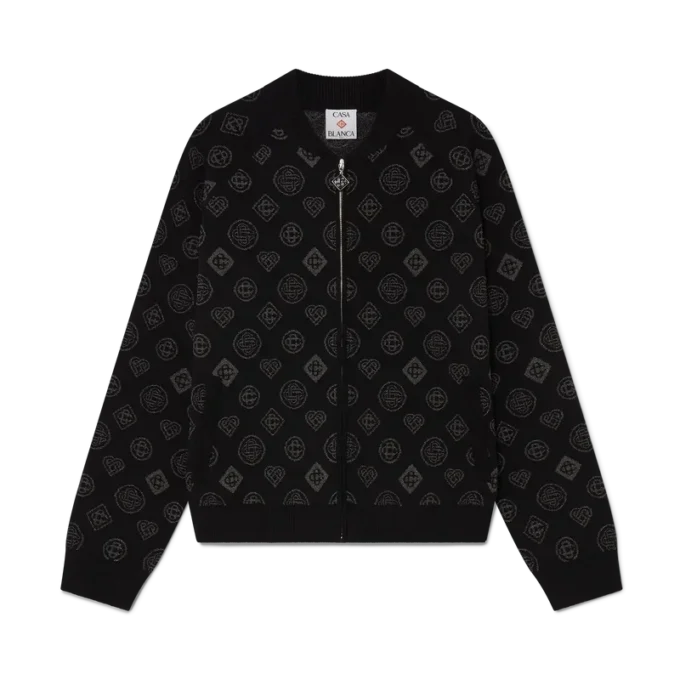 Monogram Jakarlı Bomber Ceket Monogram Jakarlı Bomber Ceket
