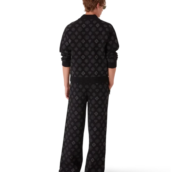 Monogram Jakarlı Bomber Ceket Monogram Jakarlı Bomber Ceket