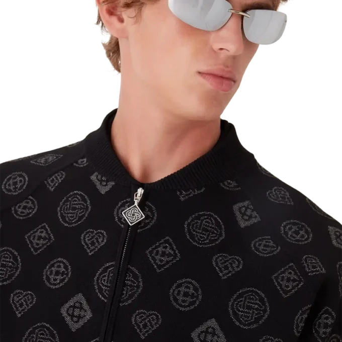 Monogram Jakarlı Bomber Ceket Monogram Jakarlı Bomber Ceket