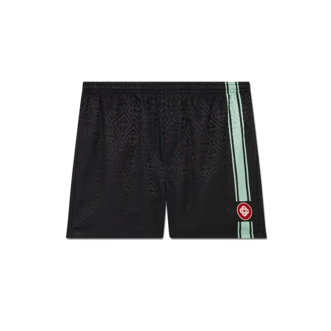 Monogram Jakarlı Çizgili Şort Monogram Jakarlı Çizgili Şort