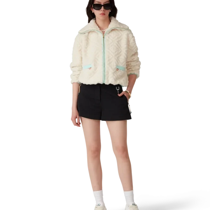 Monogram Jakarlı Polar Ceket Monogram Jakarlı Polar Ceket