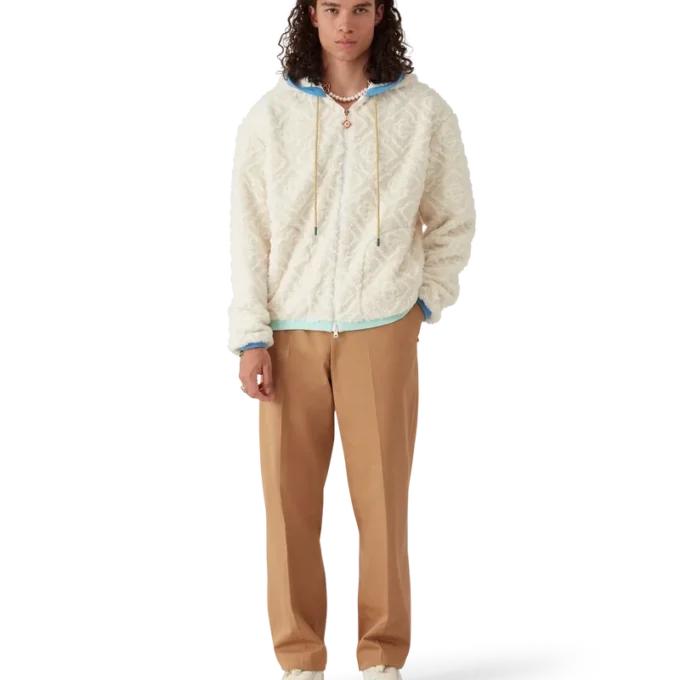 Monogram Jakarlı Polar Ceket Monogram Jakarlı Polar Ceket
