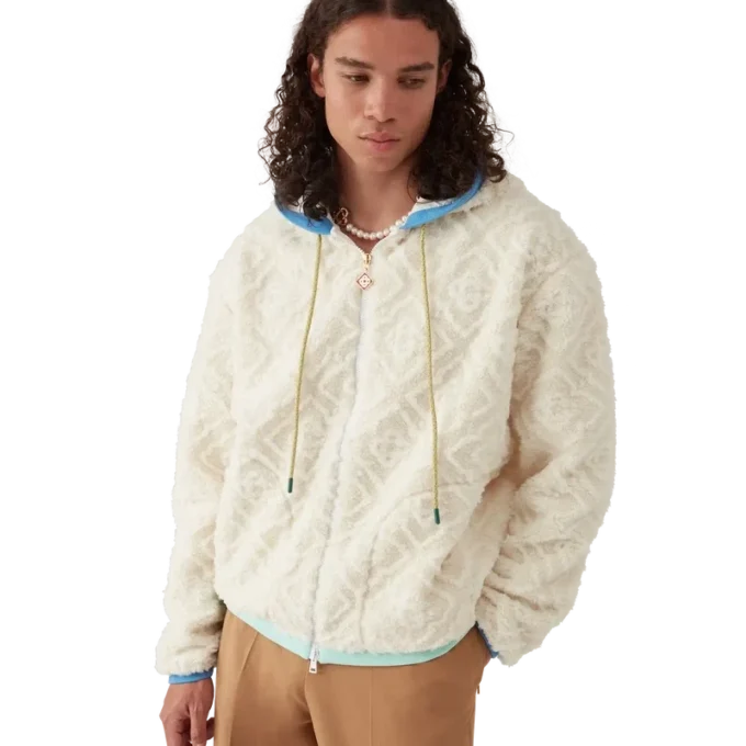 Monogram Jakarlı Polar Ceket Monogram Jakarlı Polar Ceket