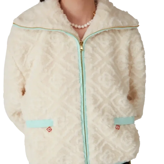 Monogram Jakarlı Polar Ceket Monogram Jakarlı Polar Ceket