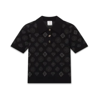 Monogram Jakarlı Polo Yaka Tişört