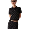 Monogram Jakarlı Polo Yaka Tişört