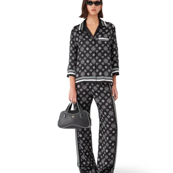 Monogram Pijama İpek Saten Pantolonlar Monogram Pijama İpek Saten Pantolonlar