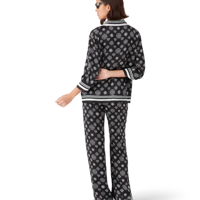 Monogram Pijama İpek Saten Pantolonlar Monogram Pijama İpek Saten Pantolonlar