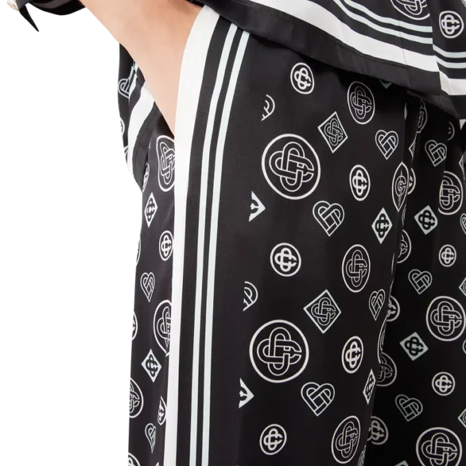 Monogram Pijama İpek Saten Pantolonlar Monogram Pijama İpek Saten Pantolonlar