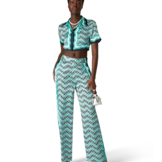 Monogram Wave İpek Pantolonlar