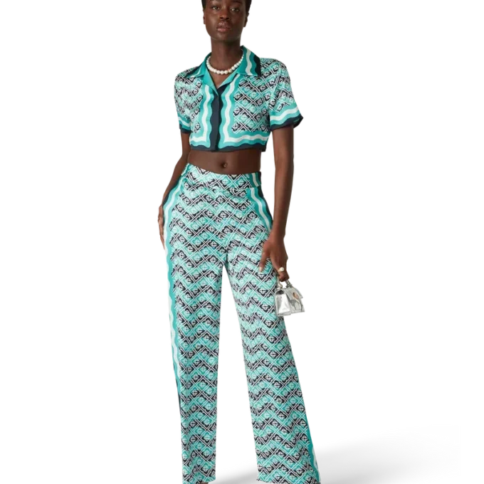 Monogram Wave İpek Pantolonlar Monogram Wave İpek Pantolonlar