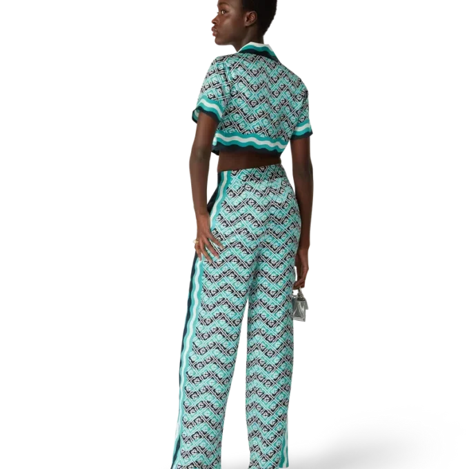 Monogram Wave İpek Pantolonlar Monogram Wave İpek Pantolonlar
