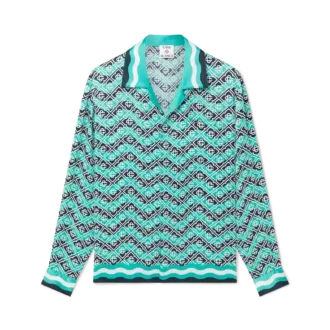 Monogram Wave Uzun Kollu İpek Gömlek