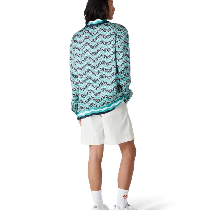 Monogram Wave Uzun Kollu İpek Gömlek Monogram Wave Uzun Kollu İpek Gömlek