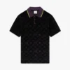 Mor Monogram Kadife Polo Yaka Tişört Mor Monogram Kadife Polo Yaka Tişört