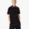 Mor Monogram Kadife Polo Yaka Tişört Mor Monogram Kadife Polo Yaka Tişört