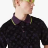 Mor Monogram Kadife Polo Yaka Tişört Mor Monogram Kadife Polo Yaka Tişört