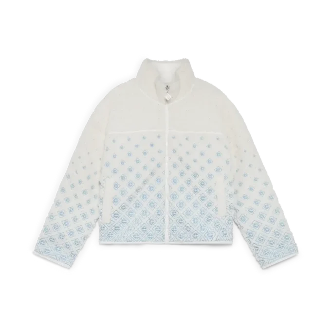 Nakışlı Gradyan Monogramlı Kısa Polar Ceket